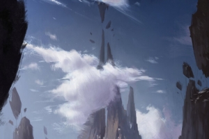 紫色天空云彩悬崖峭壁