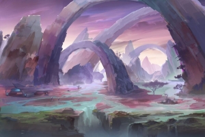 平面 人 岩石 河流 幻想 艺术 4k壁纸 3840x2160