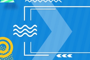 蓝色简约扁平几何方形banner海报背景
