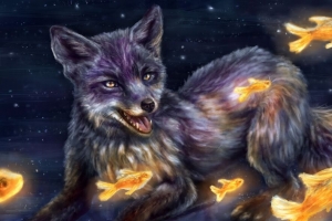 狐狸 鱼 幻觉 艺术 4k壁纸 3840x2160