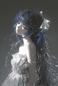 动漫女孩长发 蓝眼睛 连衣裙 唯美 4K宽屏4k手机壁纸图片