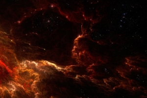 火红色的云彩星空