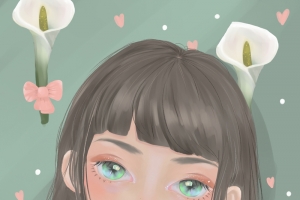 插画头像花语少女之马蹄莲