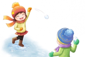 冬天雪地打雪仗