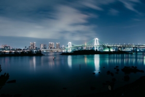 桥 辉光 水 夜晚 天空 4k壁纸 3840x2160