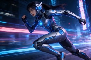 奔跑的机甲少女 赛博朋克 4k壁纸