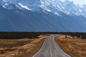 路 山脉 标记 mount cook 新西兰 4k壁纸 3840x2160