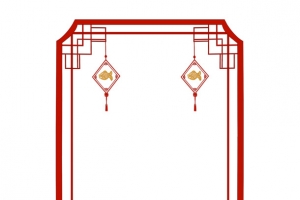 古典中国风新年红色边框png免费下载