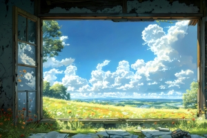 晴川万里 蓝天 白云 鲜花 4k风景壁纸3840x2160