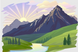 卡通自然风景背景