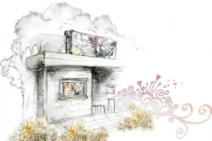 插画风景建筑草地