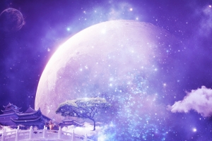 梦幻仙境月亮紫色背景素材