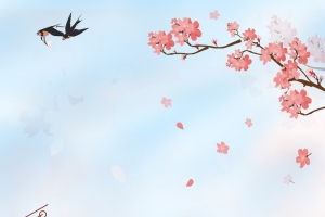 春天手绘风景粉色卡通