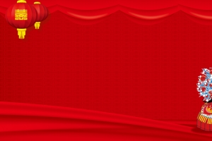 中式婚礼纹理卡通红色banner背景