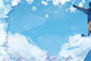 清新冬季滑雪运动背景素材
