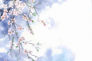 手绘水墨花朵插画