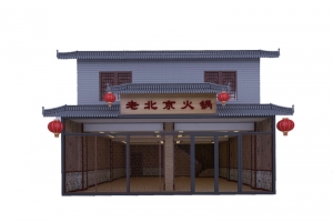 中式门头徽派火锅店