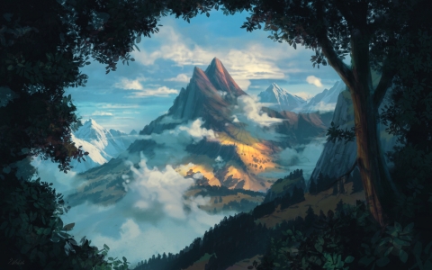 天空 云 森林 丘陵  树木 山脉 4K风景壁纸4000x2500