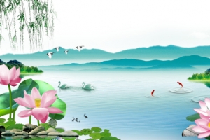 荷花金鱼图