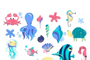 卡通手绘海洋生物素材