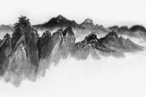 中国风水墨山水画免抠素材