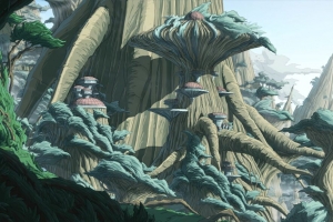 3840x2160 树木 建筑 科幻 风景 幻想 艺术壁纸 背景