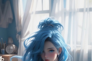 金克丝 蓝色长发 房间 4K手机壁纸 2400x3840