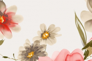 红色棕色手绘花纹