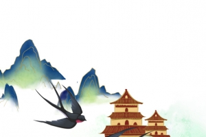 春分燕子手绘花云春天