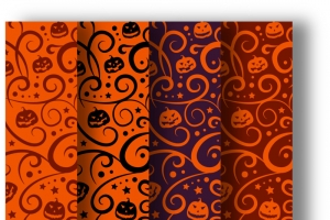 4款藤蔓万圣节无缝背景矢量图