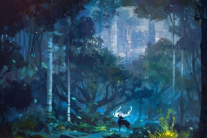鹿 角 幻想 城堡 风景 艺术 4k壁纸 3840x2160