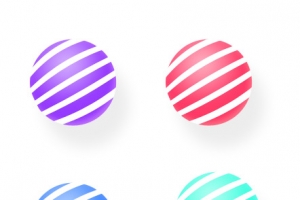 飘舞紫红蓝绿圆球