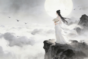 仙气美女 长头发 唯美古风 高山 云海 车机3k壁纸3200x2000