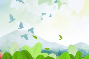 出游季手绘远山绿色banner