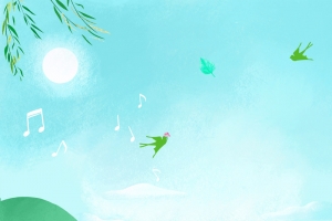 手绘春天踏青插画风景海报