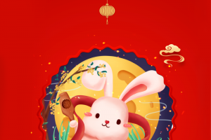 中秋背景兔子灯笼祥云