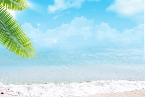 夏日海边清新防晒霜PSD分层主图背景素材