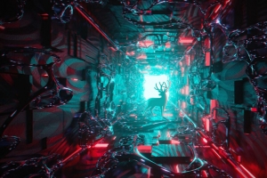 3840x2160 鹿 隧道 光 艺术 3d壁纸 背景
