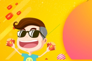 红包促销大派送黄色卡通banner
