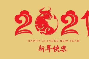2021牛年新年快乐字体4k壁纸