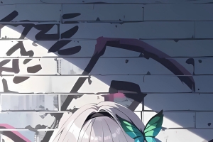 动漫少女 生气 涂鸦墙 4k手机壁纸竖屏