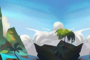手绘卡通水彩天空海报banner
