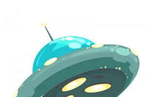 手绘蓝色宇宙飞船高清PNG透明免扣设计素材免费下载