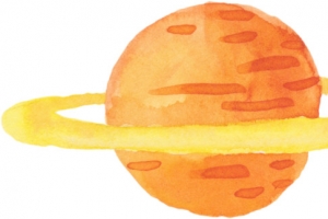 卡通简约彩色星球卫星插画装饰设