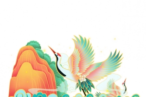 中国风 山水 插画 抠图