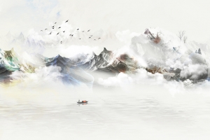 山 画 船 水