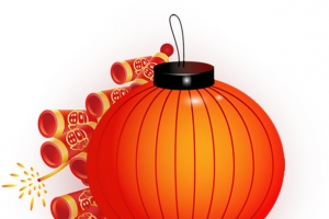 红色喜庆灯笼鞭炮