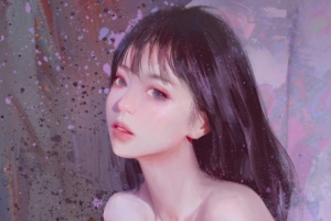 唯美厚涂长发美女3440x1440带鱼屏壁纸