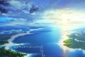 梦幻阳光白云河流