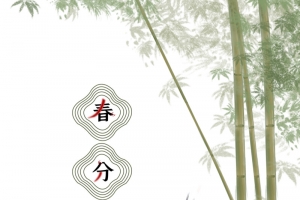 春分手绘竹枝仙鹤元素图